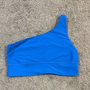 Blue One-Shoulder Women's Swim Top